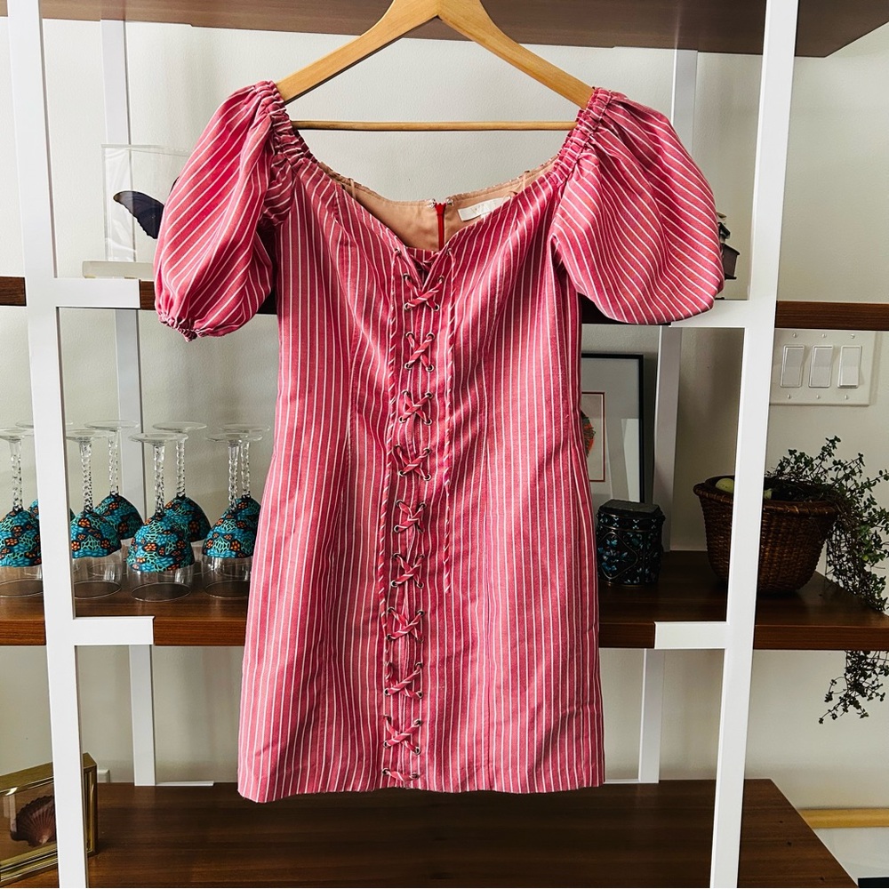 WAYF Frankie Red Striped Corset Mini Dress